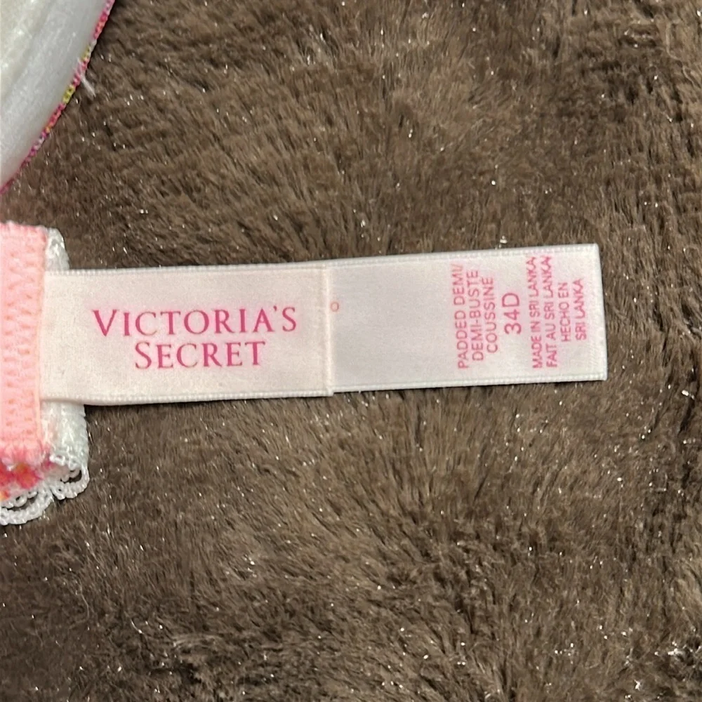 VICTORIAS SECRET Padded Demi Pink Floral Sz 34D